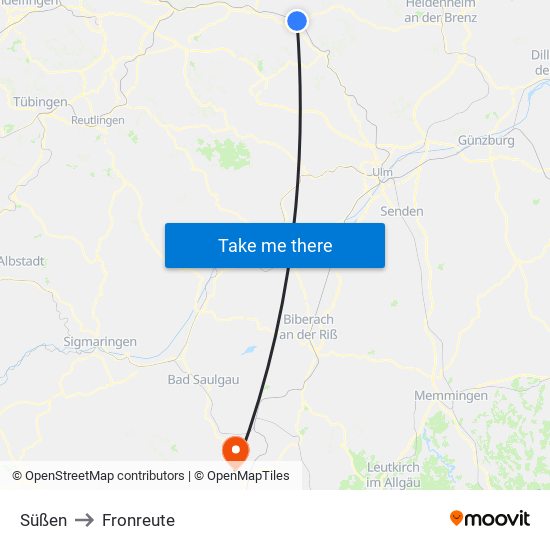 Süßen to Fronreute map