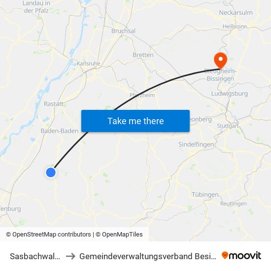 Sasbachwalden to Gemeindeverwaltungsverband Besigheim map