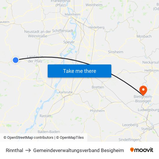 Rinnthal to Gemeindeverwaltungsverband Besigheim map