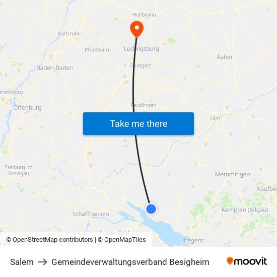 Salem to Gemeindeverwaltungsverband Besigheim map