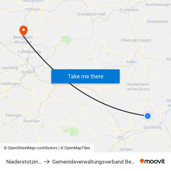 Niederstotzingen to Gemeindeverwaltungsverband Besigheim map