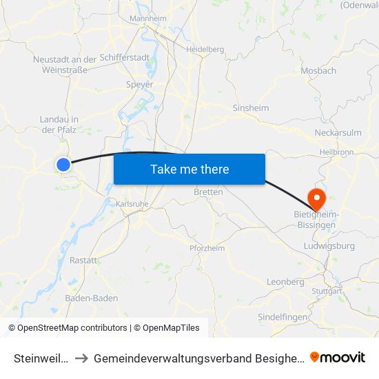 Steinweiler to Gemeindeverwaltungsverband Besigheim map