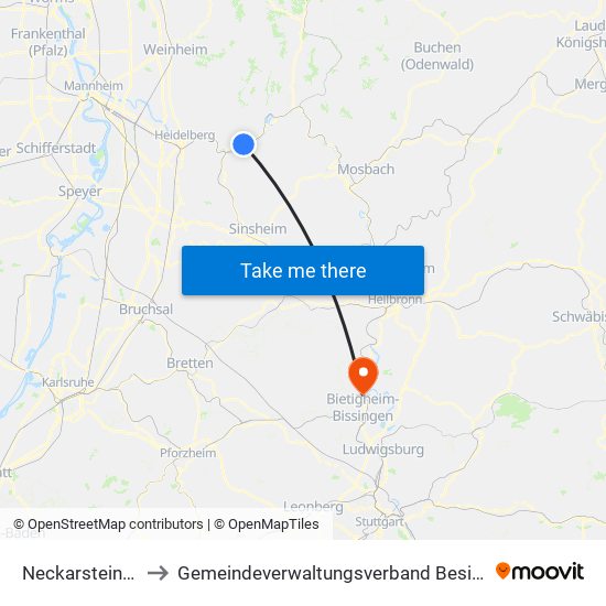 Neckarsteinach to Gemeindeverwaltungsverband Besigheim map