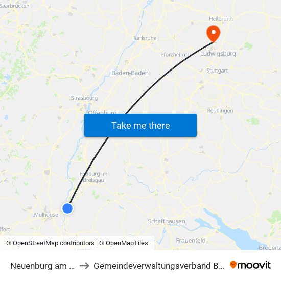 Neuenburg am Rhein to Gemeindeverwaltungsverband Besigheim map