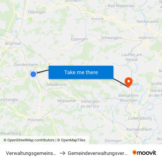 Verwaltungsgemeinschaft Bretten to Gemeindeverwaltungsverband Besigheim map