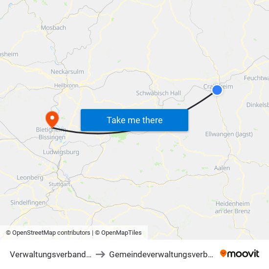 Verwaltungsverband Crailsheim to Gemeindeverwaltungsverband Besigheim map