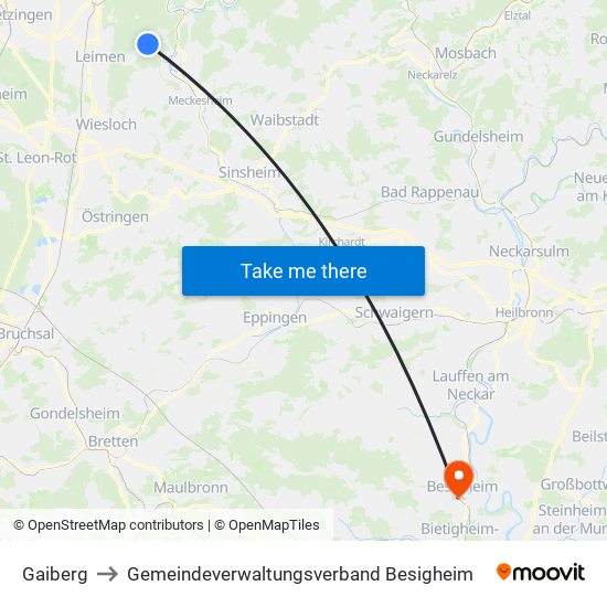 Gaiberg to Gemeindeverwaltungsverband Besigheim map