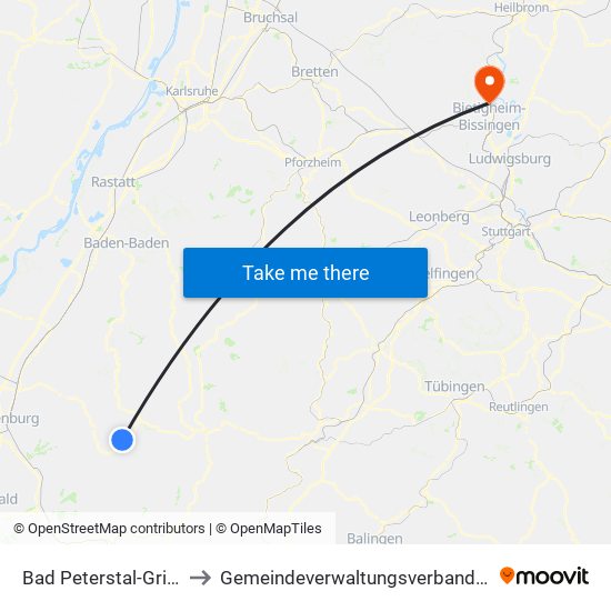 Bad Peterstal-Griesbach to Gemeindeverwaltungsverband Besigheim map