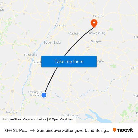 Gvv St. Peter to Gemeindeverwaltungsverband Besigheim map