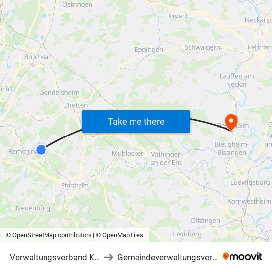 Verwaltungsverband Kämpfelbachtal to Gemeindeverwaltungsverband Besigheim map