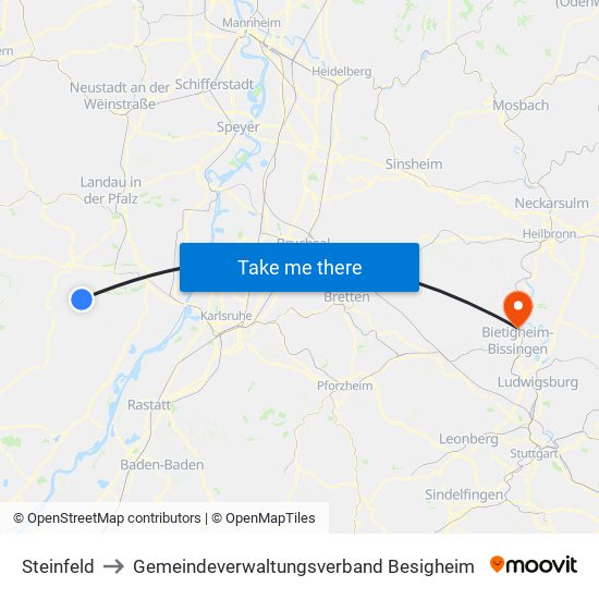 Steinfeld to Gemeindeverwaltungsverband Besigheim map