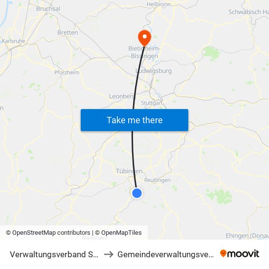 Verwaltungsverband Steinlach-Wiesaz to Gemeindeverwaltungsverband Besigheim map