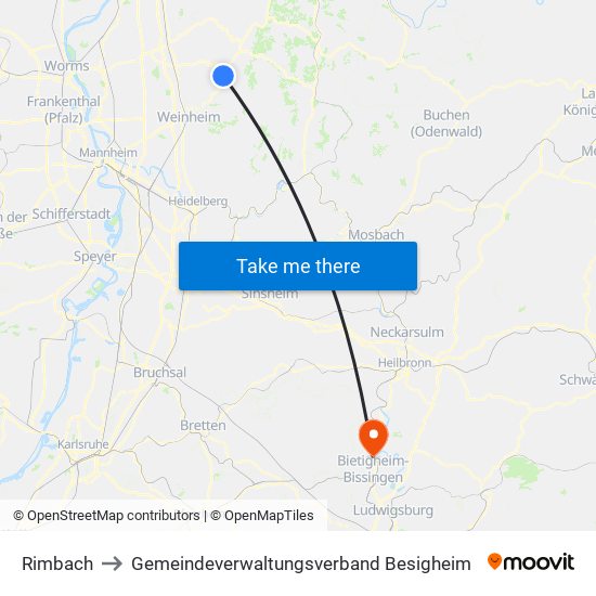 Rimbach to Gemeindeverwaltungsverband Besigheim map