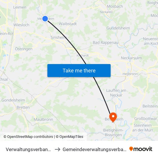 Verwaltungsverband Elsenztal to Gemeindeverwaltungsverband Besigheim map