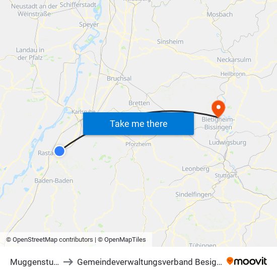 Muggensturm to Gemeindeverwaltungsverband Besigheim map