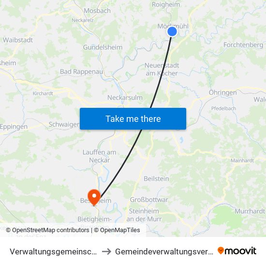 Verwaltungsgemeinschaft Möckmühl to Gemeindeverwaltungsverband Besigheim map