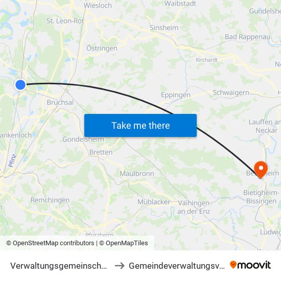 Verwaltungsgemeinschaft Graben-Neudorf to Gemeindeverwaltungsverband Besigheim map