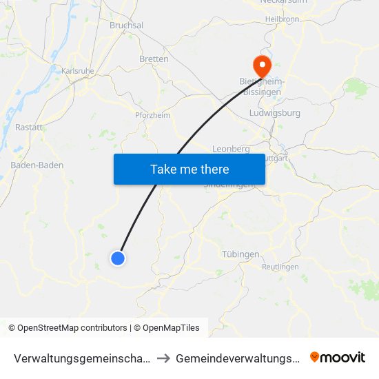 Verwaltungsgemeinschaft Pfalzgrafenweiler to Gemeindeverwaltungsverband Besigheim map