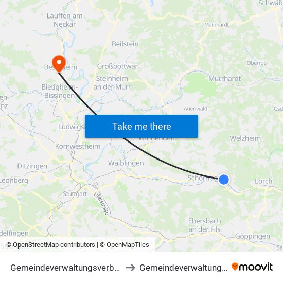 Gemeindeverwaltungsverband Plüderhausen-Urbach to Gemeindeverwaltungsverband Besigheim map