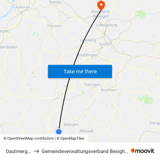 Dautmergen to Gemeindeverwaltungsverband Besigheim map