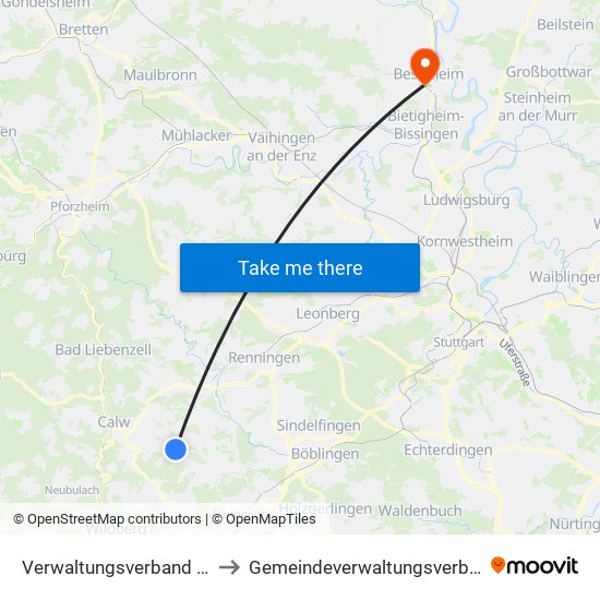 Verwaltungsverband Althengstett to Gemeindeverwaltungsverband Besigheim map