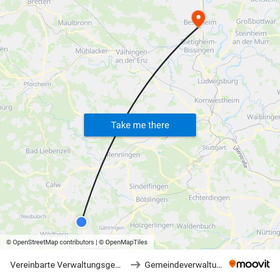 Vereinbarte Verwaltungsgemeinschaft Der Stadt Herrenberg to Gemeindeverwaltungsverband Besigheim map