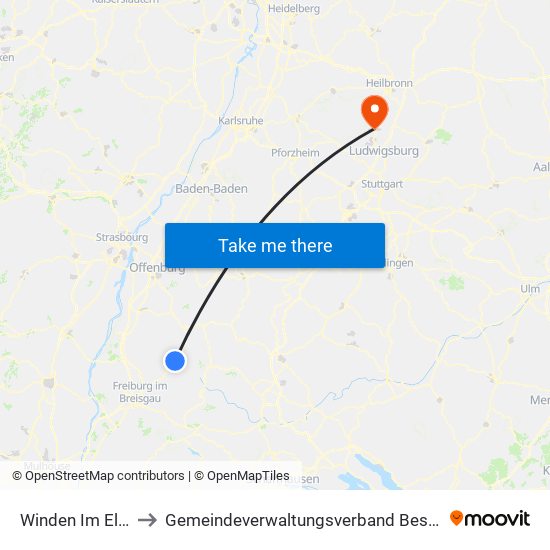 Winden Im Elztal to Gemeindeverwaltungsverband Besigheim map