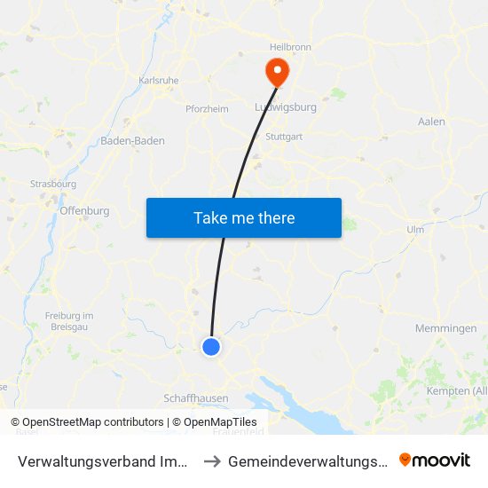 Verwaltungsverband Immendingen-Geisingen to Gemeindeverwaltungsverband Besigheim map