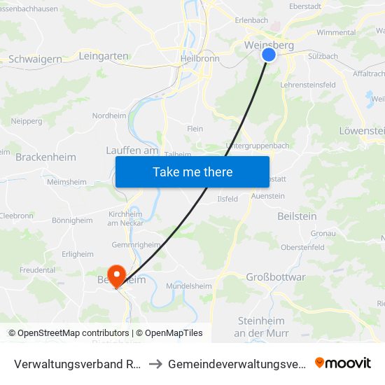 Verwaltungsverband Raum Weinsberg to Gemeindeverwaltungsverband Besigheim map