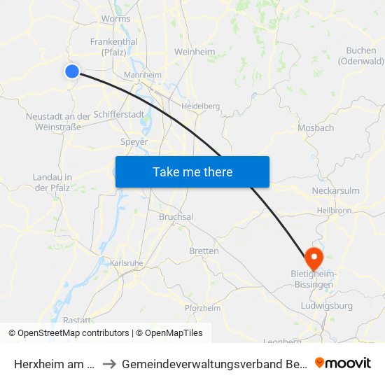 Herxheim am Berg to Gemeindeverwaltungsverband Besigheim map