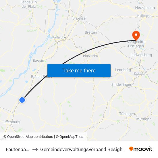 Fautenbach to Gemeindeverwaltungsverband Besigheim map