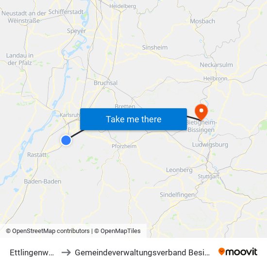 Ettlingenweier to Gemeindeverwaltungsverband Besigheim map