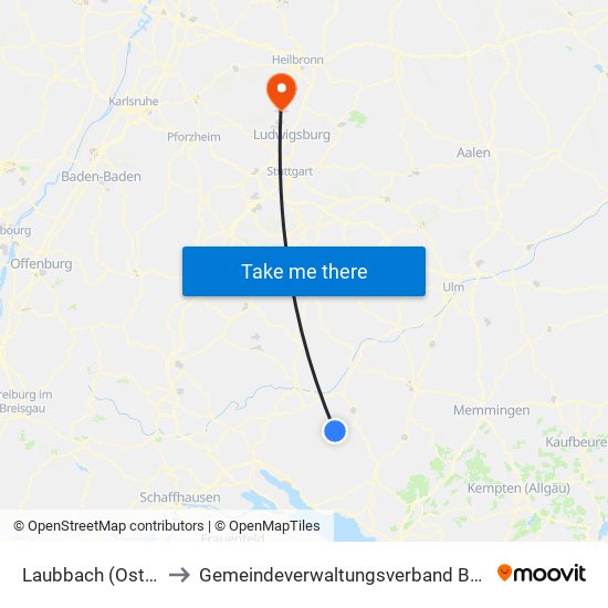 Laubbach (Ostrach) to Gemeindeverwaltungsverband Besigheim map