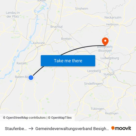 Staufenberg to Gemeindeverwaltungsverband Besigheim map