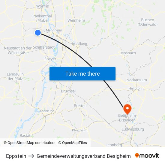 Eppstein to Gemeindeverwaltungsverband Besigheim map