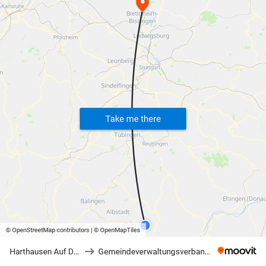 Harthausen Auf Der Scher to Gemeindeverwaltungsverband Besigheim map