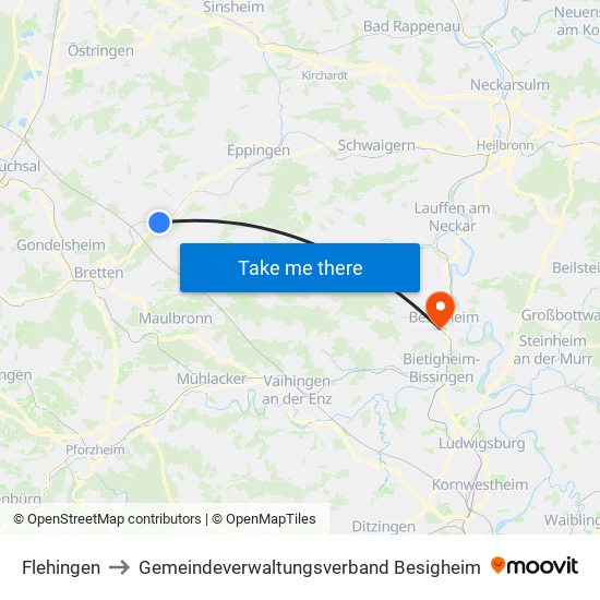 Flehingen to Gemeindeverwaltungsverband Besigheim map