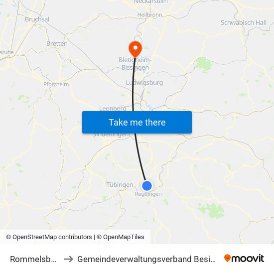 Rommelsbach to Gemeindeverwaltungsverband Besigheim map