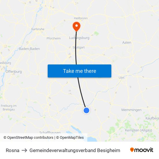 Rosna to Gemeindeverwaltungsverband Besigheim map