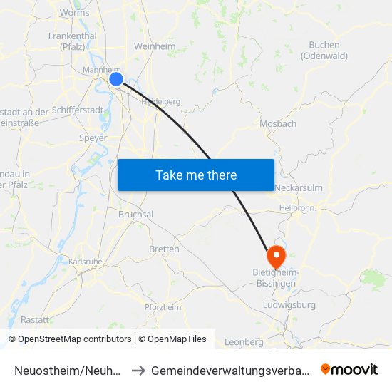 Neuostheim/Neuhermsheim to Gemeindeverwaltungsverband Besigheim map