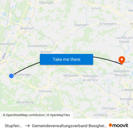 Stupferich to Gemeindeverwaltungsverband Besigheim map