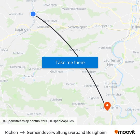 Richen to Gemeindeverwaltungsverband Besigheim map