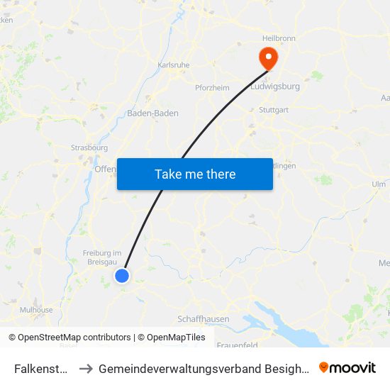 Falkensteig to Gemeindeverwaltungsverband Besigheim map
