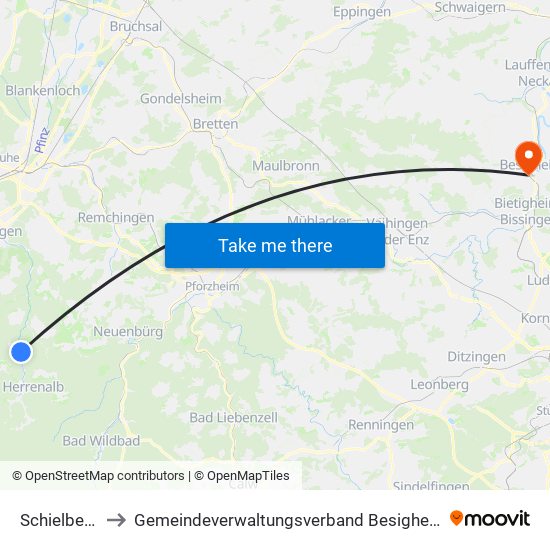 Schielberg to Gemeindeverwaltungsverband Besigheim map