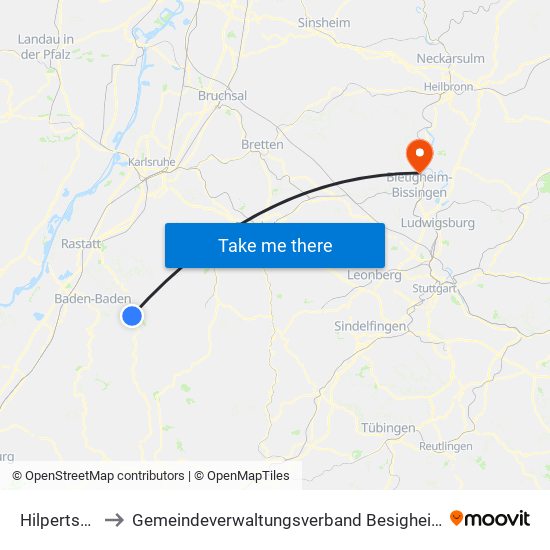 Hilpertsau to Gemeindeverwaltungsverband Besigheim map