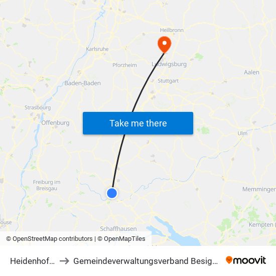 Heidenhofen to Gemeindeverwaltungsverband Besigheim map