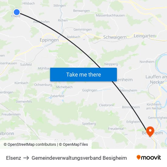 Elsenz to Gemeindeverwaltungsverband Besigheim map