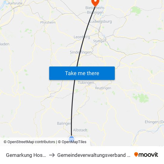 Gemarkung Hossingen to Gemeindeverwaltungsverband Besigheim map