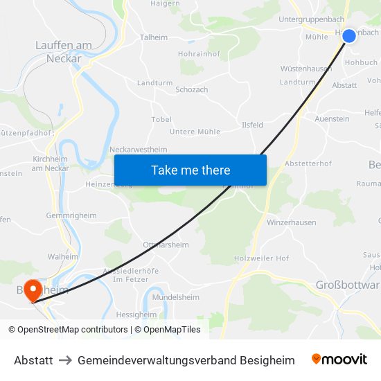 Abstatt to Gemeindeverwaltungsverband Besigheim map