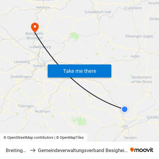 Breitingen to Gemeindeverwaltungsverband Besigheim map